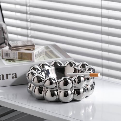WAIT FLY Creative Bubble Ceramic Ashtray Silver
