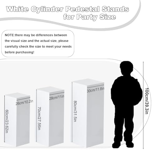 VINCIGANT 3Pcs White Square Cake Pedestal Stands for Parties