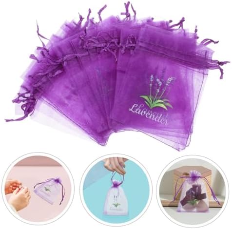 PRETYZOOM 20pcs Lavender Scented Drawstring Mesh Pouches