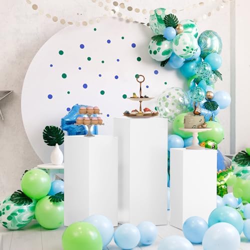 3Pcs White Cylinder Pedestal Stands for Parties