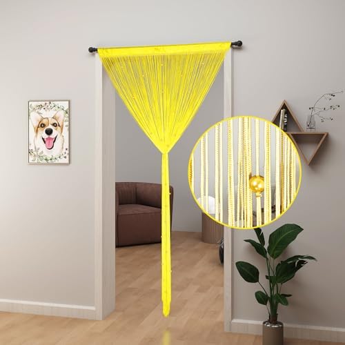 YIIBAII Beaded Curtain Yellow 39x110 Inches