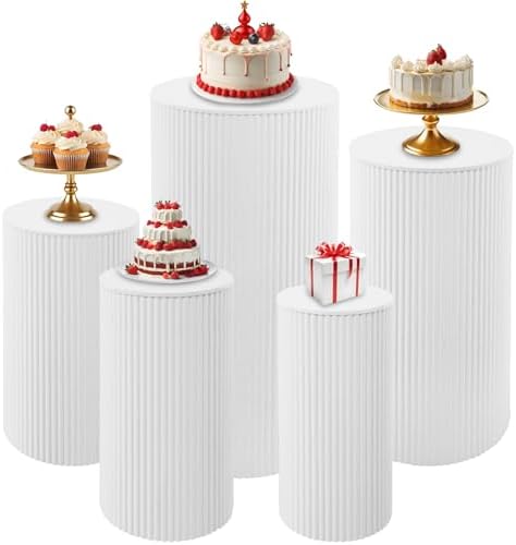 5 Pcs Metal Cylinder Pedestal Stands for Party Decor