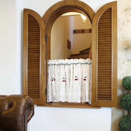 Dsnyu Sheer Curtains with Cherry Pattern 110 x 16 Panel Rod Pocket