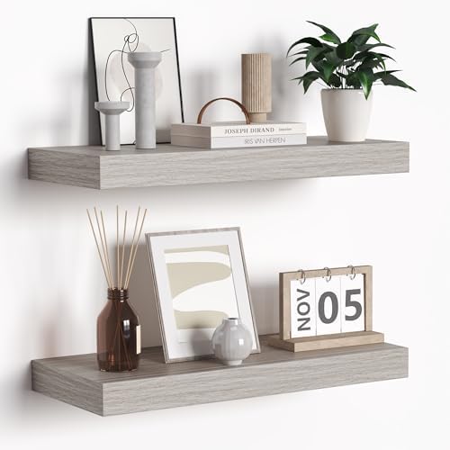 Fun Memories Floating Shelves Set of 2 Rustic Grey