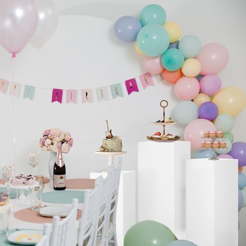 3Pcs White Cylinder Pedestal Stands for Parties
