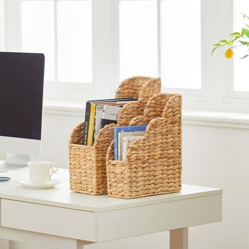 BROWNLILY Water Hyacinth Magazine Holders Set of 2