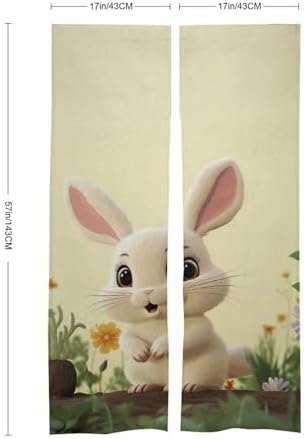 Cute Bunny Door Curtain Split 17x57 Inch Blackout Panel Divider