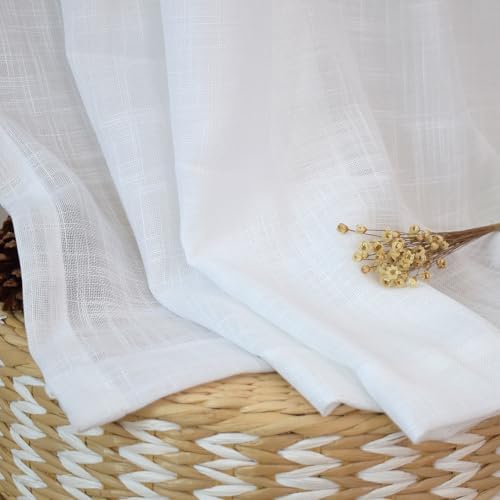 UPOPO White Sheer Kitchen Tier Curtains 24 Inches 2 Panels Grommet Top
