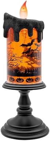 Halloween Snow Globe LED Candle with Timer Glitter