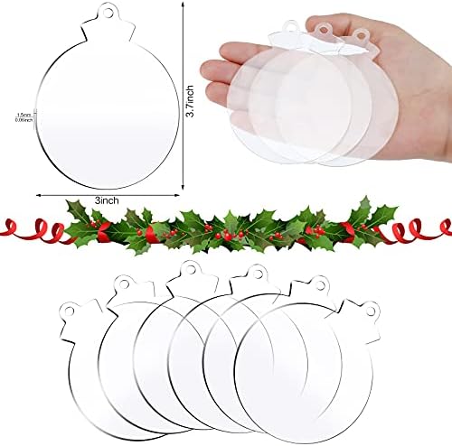 Jetec 50 pcs 37 Inch Acrylic Christmas Ornament Blank Transparent Disc