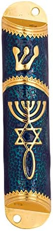 Blue White Shop Enamel Door Mezuzah Scroll Case