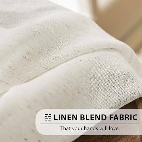Linen French Door Curtains 2 Panels Set 52x40 Natural Flax Blend