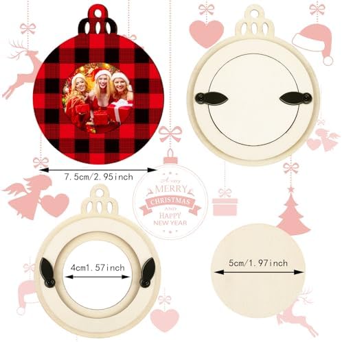 Jetec 12 Pcs Wooden Christmas Photo Frame Ornaments Red Black