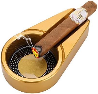 Cigar Travel Ashtray in Gold Metal