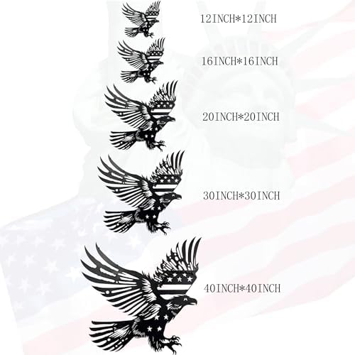 Patriotic Bald Eagle American Flag Metal Wall Art 30 Inches