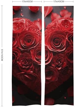 Red Rose Love Heart Door Curtain 57x17 Inches