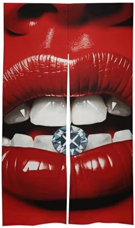 Red Lips Diamond Door Cover Curtain 57x17 Inches