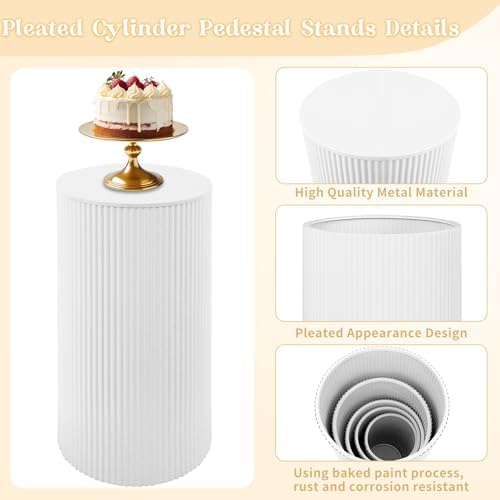 5 Pcs Metal Cylinder Pedestal Stands for Party Decor