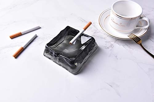 Dark Grey Ceramic Ashtray with Modern Design