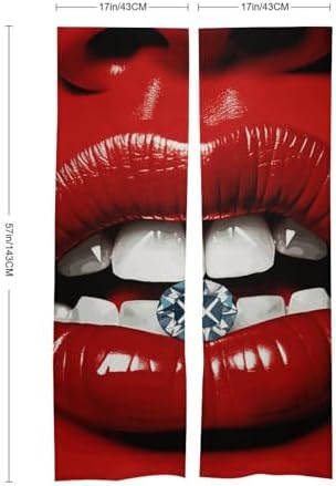 Red Lips Diamond Door Cover Curtain 57x17 Inches