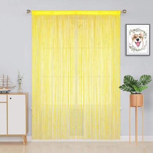 YIIBAII Beaded Curtain Yellow 39x110 Inches