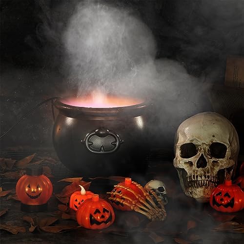 Wettarn Halloween Cauldron with 12 LED Lights and Mist Maker