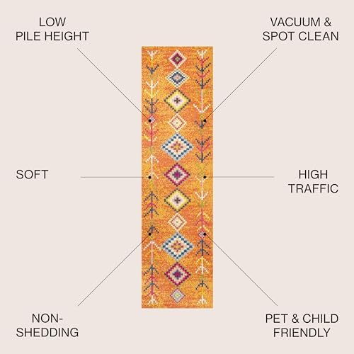 Tribal Love Geometric Indoor Runner Rug - 2x8 Orange Multi