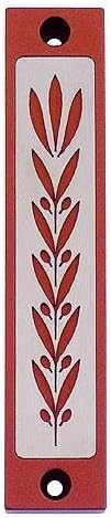 Agayof Wheat and Leaf Shin Mezuzah 2x10cm Red