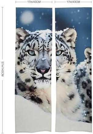 Blue Eyed Snow Leopard Door Cover Curtain 57x17 Inches