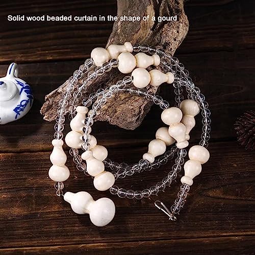 White Wood Beaded Door Curtain 41 Strands 135x225cm