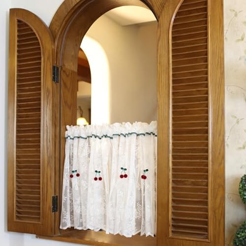 Dsnyu Sheer Curtains with Cherry Pattern 110 x 16 Panel Rod Pocket