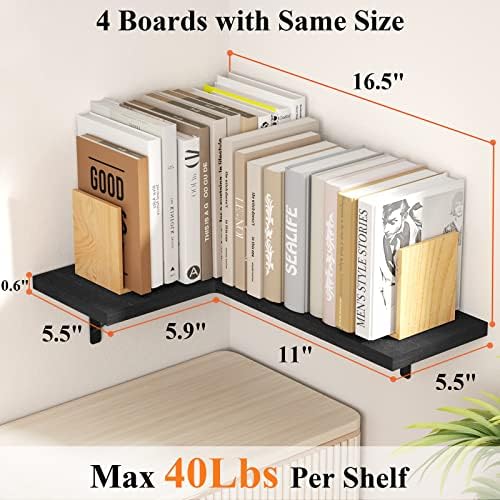 Love-KANKEI 4-Tier Floating Corner Shelves Black