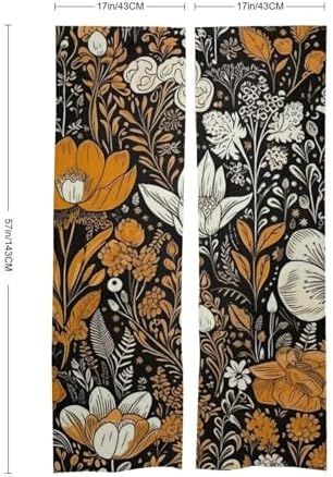 Japanese Noren Flowers Door Curtain 34x57 Black Background