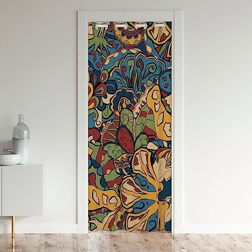 Abstract Door Curtain with Grommet Design