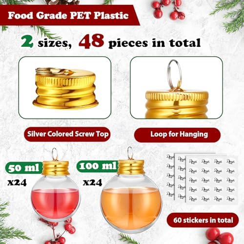 Patelai Clear Christmas Fillable Ornaments 48 Pcs