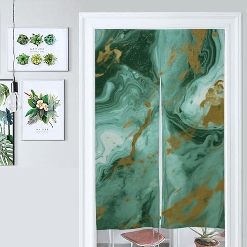 Green Gold Marble Door Curtain Panel 17x57 Inch