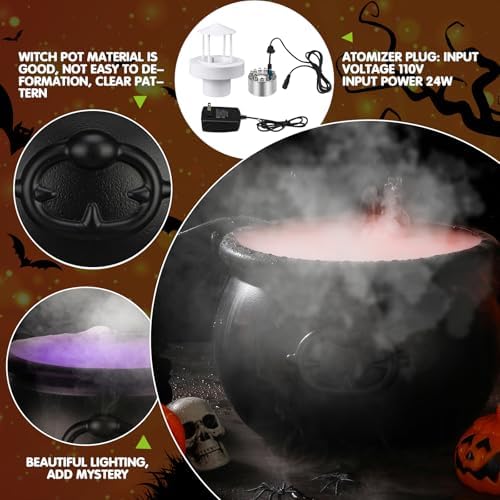 Wettarn Halloween Cauldron with 12 LED Lights and Mist Maker