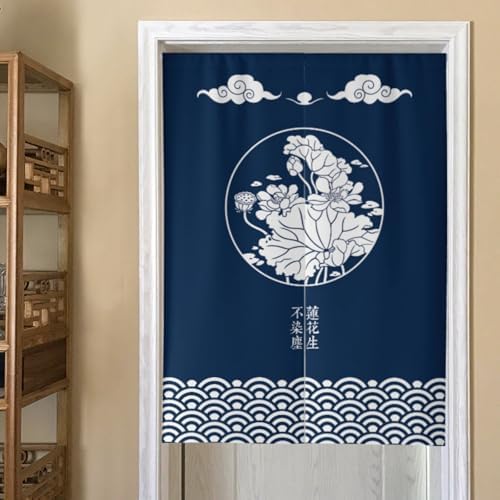Japanese Noren Door Curtain Wave Print Blue 85x180cm