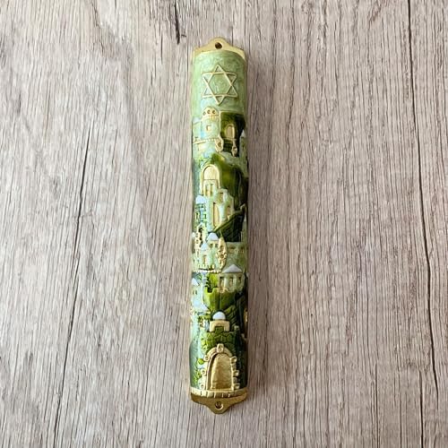Exquisite Jerusalem Enamel Mezuzah - Premium Metal Design