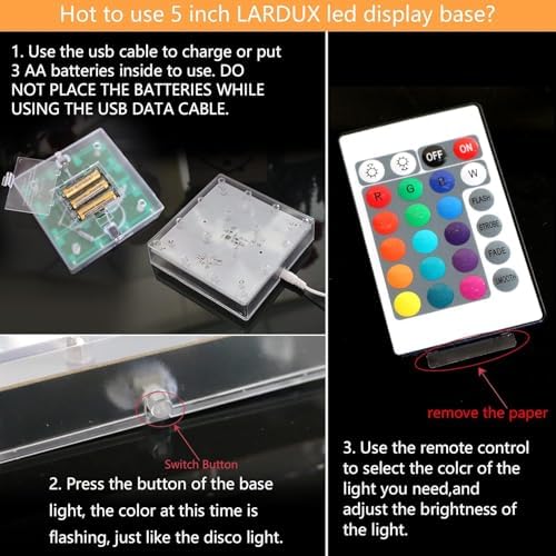 LARDUX Square LED Light Base with Remote 5 Inch