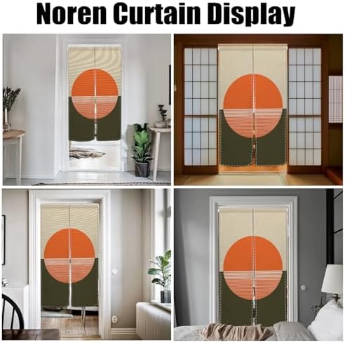 Leowefowa Japanese Style Noren Curtain Orange Sun Pattern 34x48