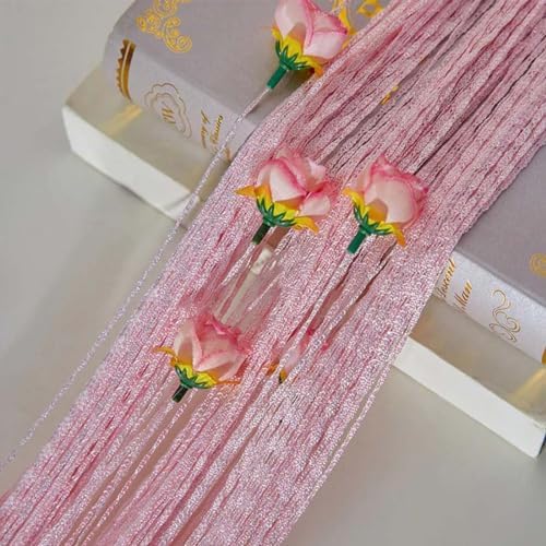 Rose Thread Door Curtain with Beads Orange 118x118in