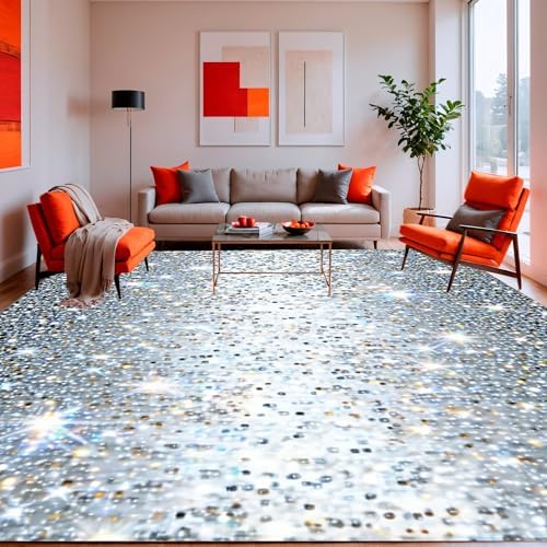 Ultra Soft 5x7 Area Rug with Silver Sparkle Design