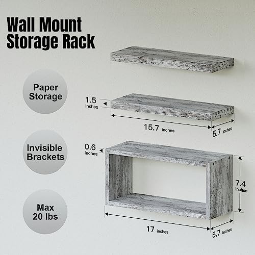 RICHER HOUSE Floating Shelves Set of 3 Rustic White