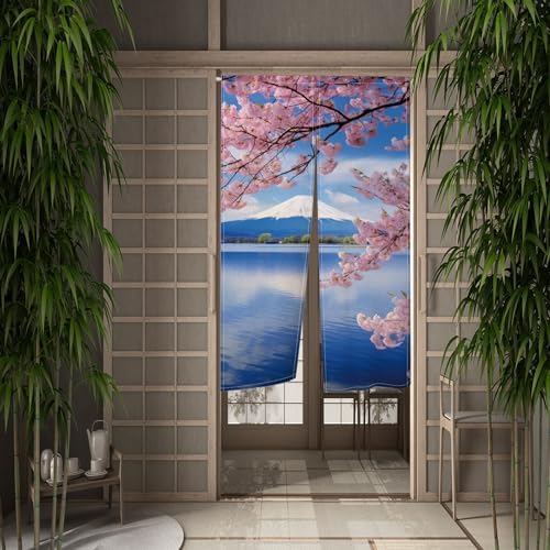 Japanese Mount Fuji Noren Door Curtain 335x669 In