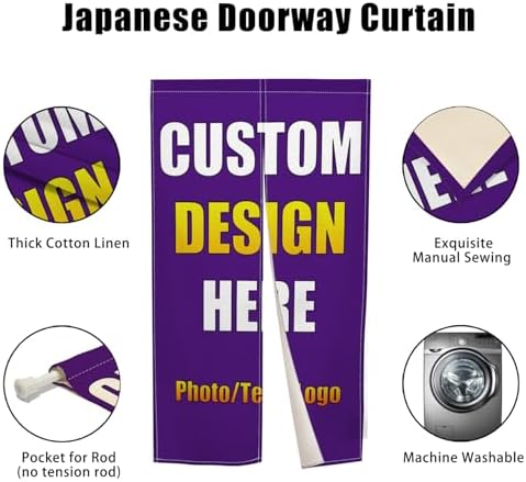 Custom Noren Curtain with Photo Text Logo