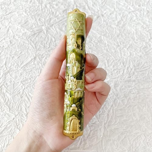 Exquisite Jerusalem Enamel Mezuzah - Premium Metal Design