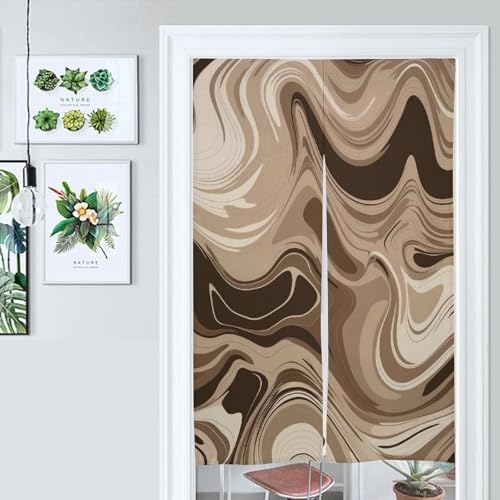 Taupe and White Split Door Curtain Panel 17x57 Inch Blackout Privacy Divider