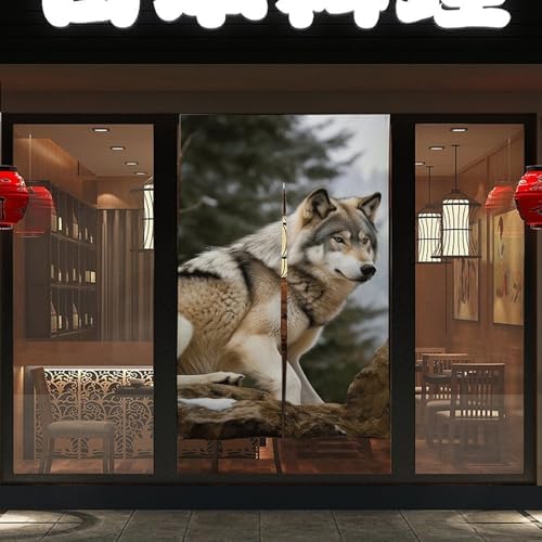 Snow Mountain Wild Wolf Door Cover Curtain 57x17 Inches