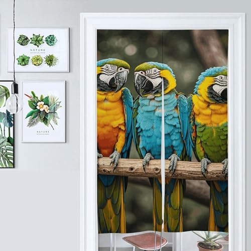 Three Parrots Door Cover Curtain 57x17 Inches